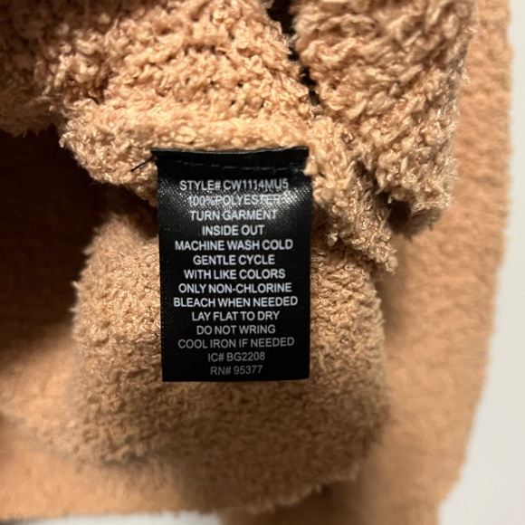 NWT Sanctuary V-neck textured teddy, balloon sleeve pullover sweater XL Camel - Picture 9 of 11